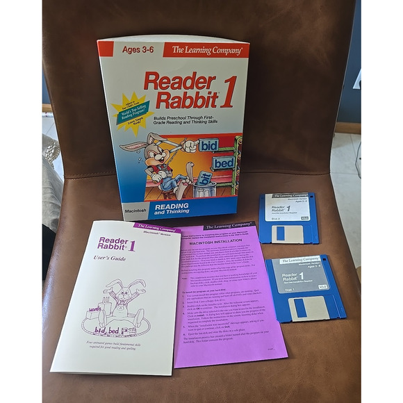 Vintage The Learning Company Reade Rabbit 1 Reading & Thinking Floppy 3.5" Disk - Picture 1 of 6
